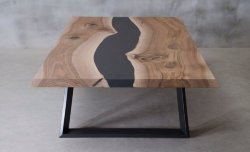 Журнальный стол река из эпоксидной смолы и дерева F9123