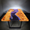 Обеденный стол река из дерева и эпоксидной смолы F9103