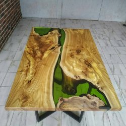 Обеденный стол из слэба дерева и эпоксидной смолы F9106