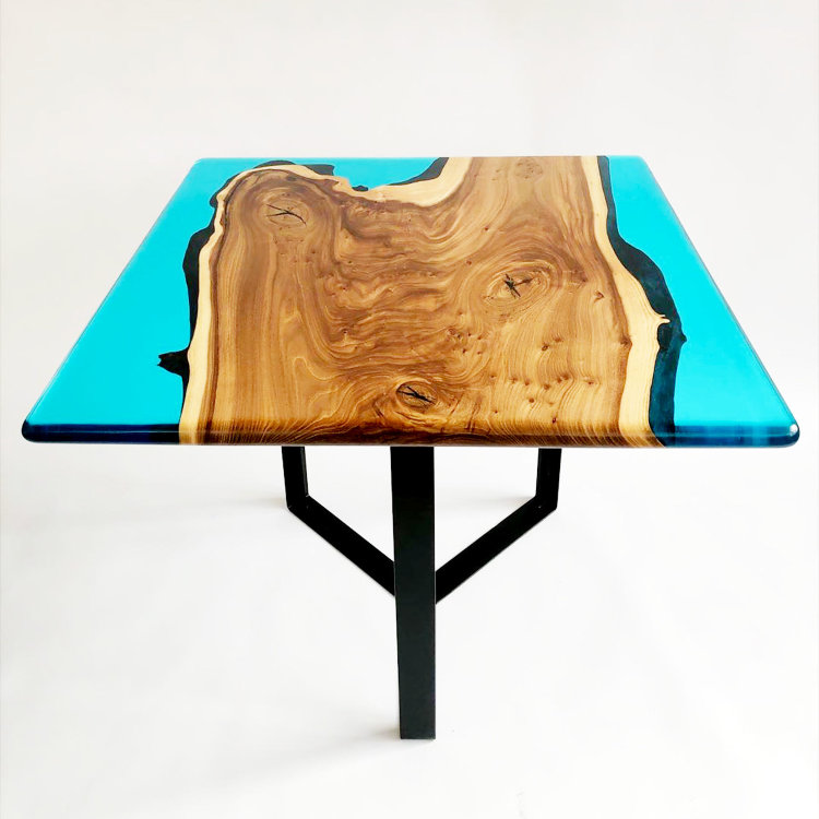 Журнальный столик из эпоксидной смолы и дерева F9101
